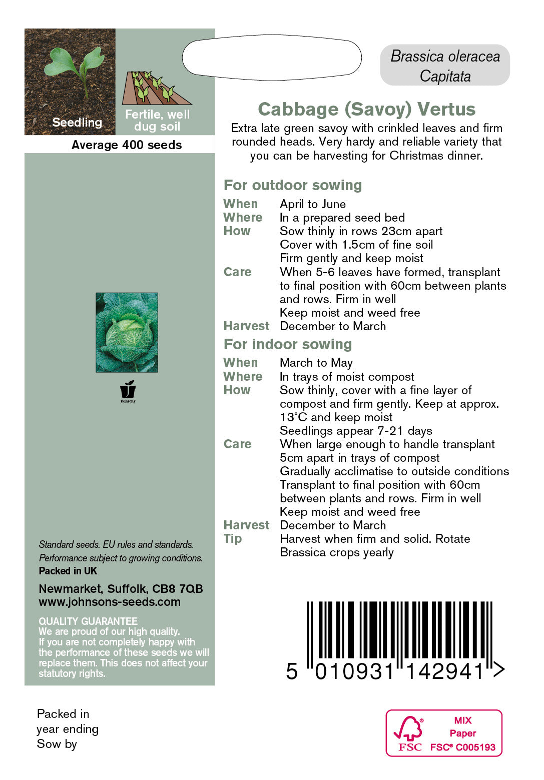 CABBAGE (Savoy) Vertus