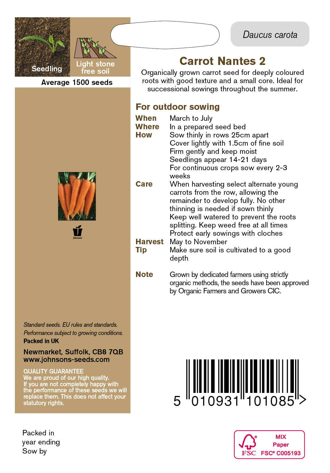 Organic CARROT Nantes 2