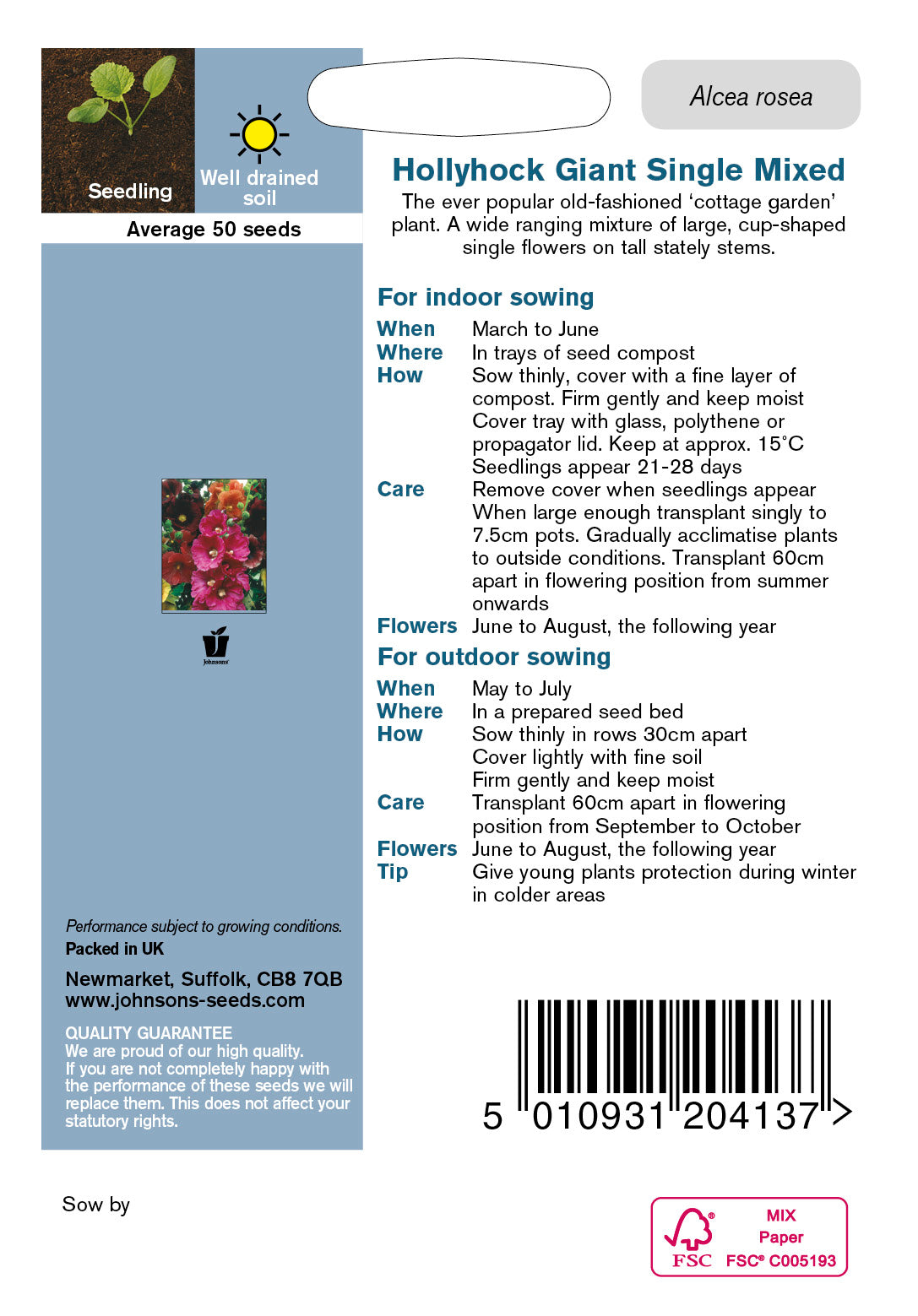 HOLLYHOCK Giant Single Mixed