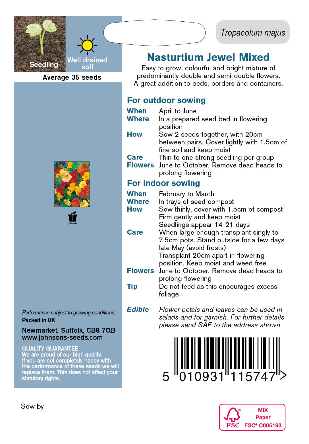 NASTURTIUM Jewel Mixed