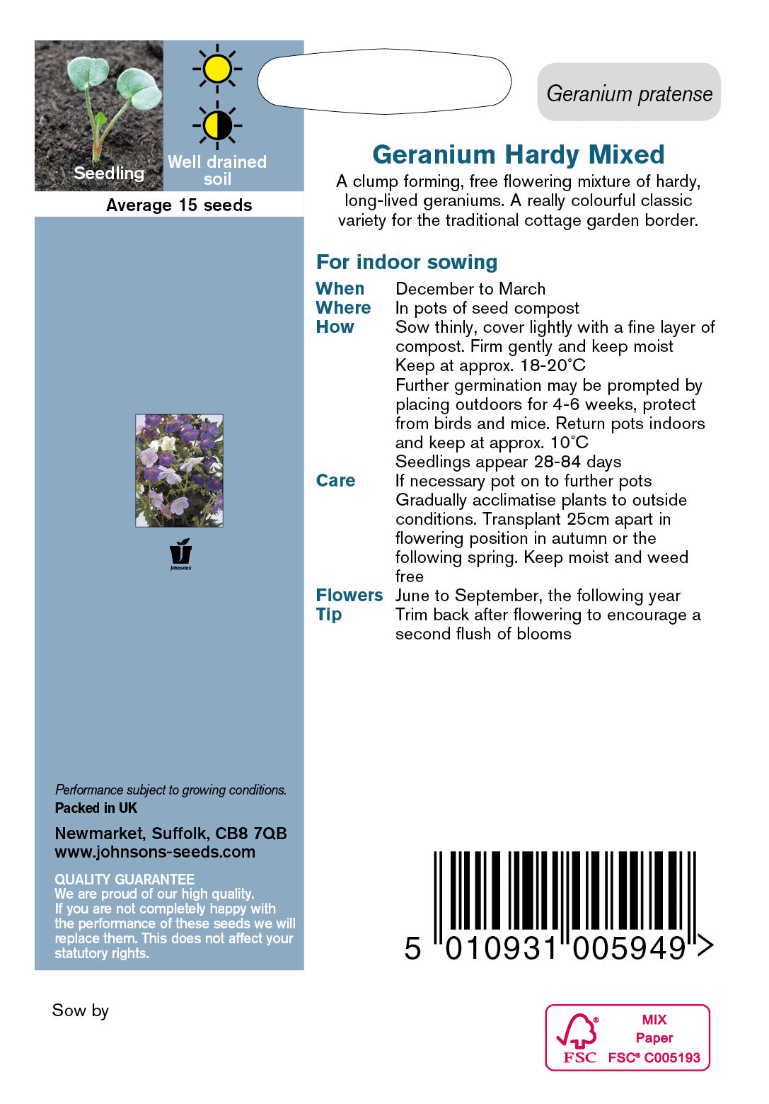 GERANIUM Hardy Mixed pratense
