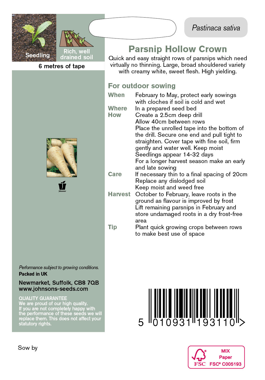 TAPE PARSNIP Hollow Crown