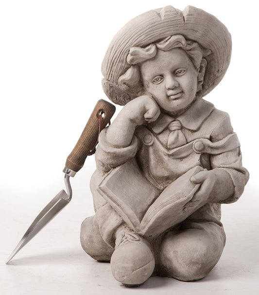 Sitting Boy & Book - Stone