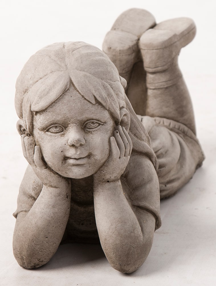 Small Laying Child Girl - Stone