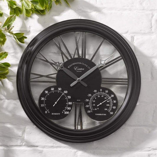 Exeter Wall Clock Black 15in