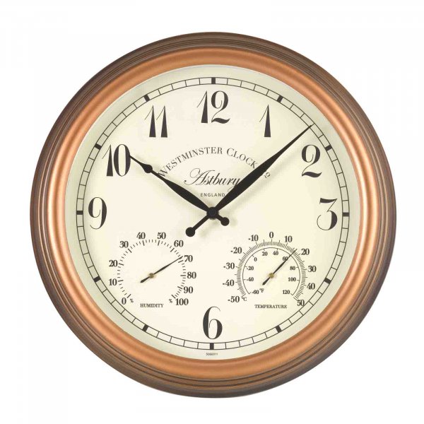 Astbury Wall Clock & Thermometer 15in