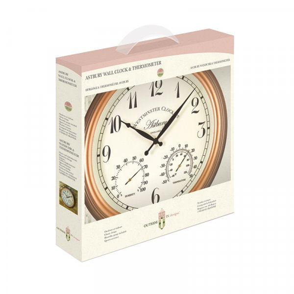 Astbury Wall Clock & Thermometer 15in
