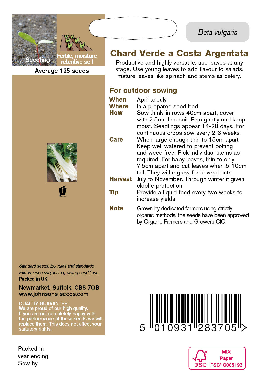 Organic CHARD Verde a Costa Argentata