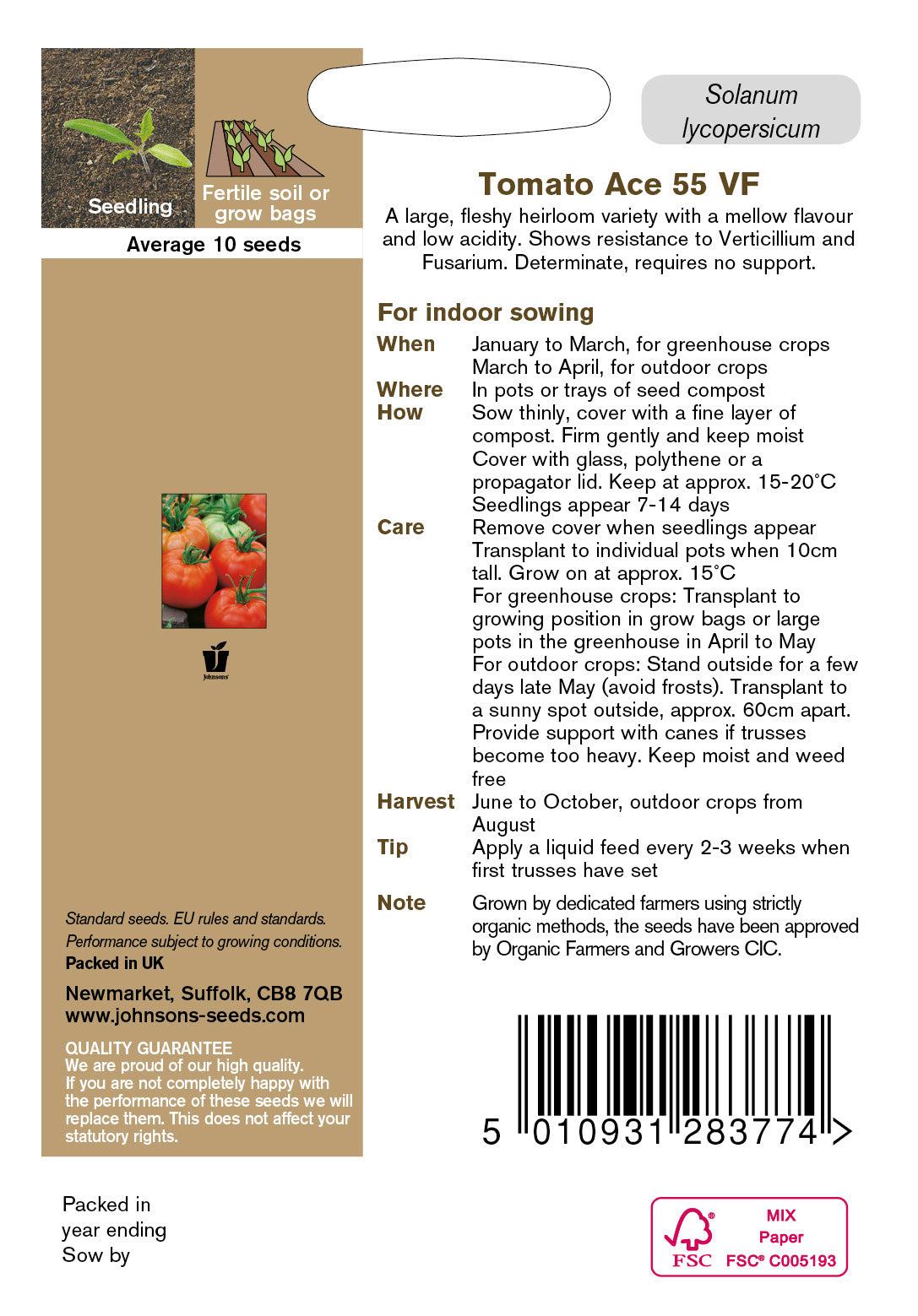 Organic TOMATO Ace 55 VF