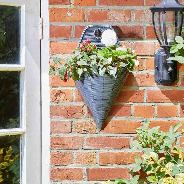 14In Slate Faux Rattan Wall Torch