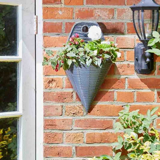 14In Slate Faux Rattan Wall Torch