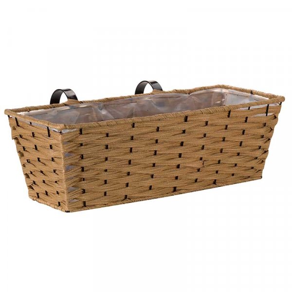 19In Bari Faux Rattan Planter Chestnut