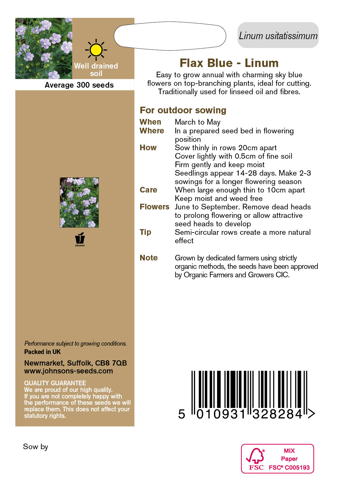 Organic FLAX Blue Linum