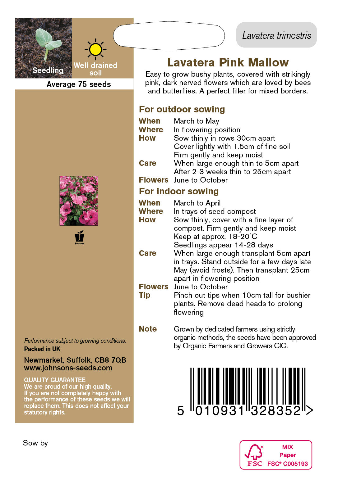 Organic LAVATERA Pink Mallow