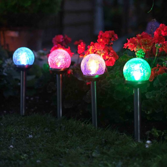 Crackle Globe Stake Light 5Pk