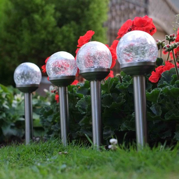 Crackle Globe Stake Light 5Pk