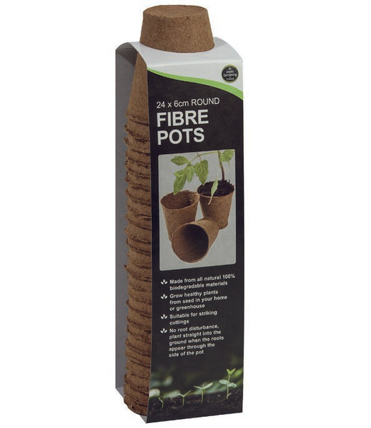 24 6cm Round Fibre Pots