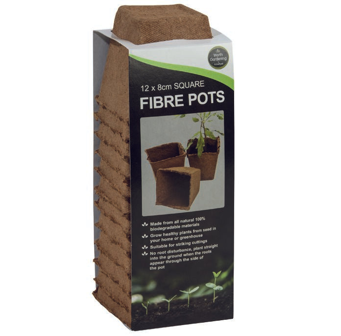 12 8cm Square Fibre Pots