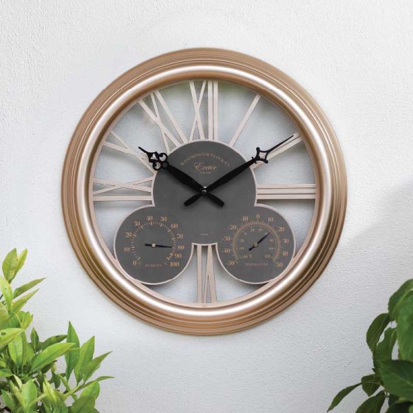 Exeter Clock Thermometer 15In Copper