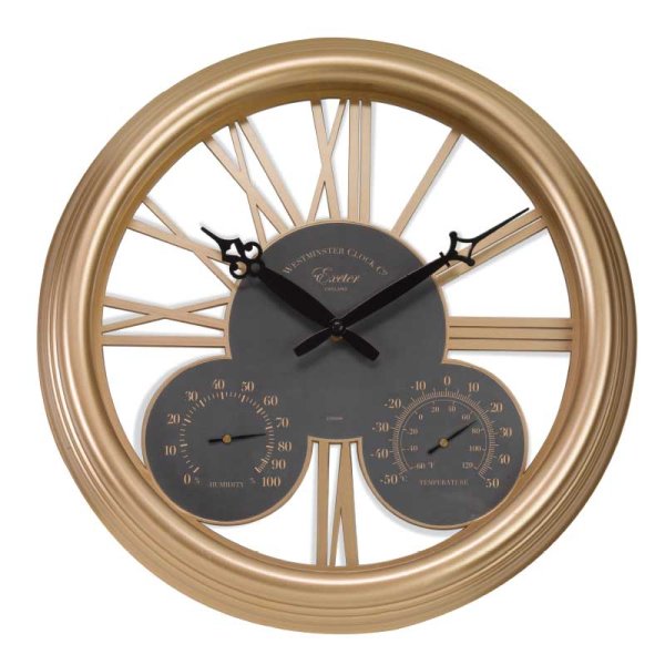 Exeter Clock Thermometer 15In Copper