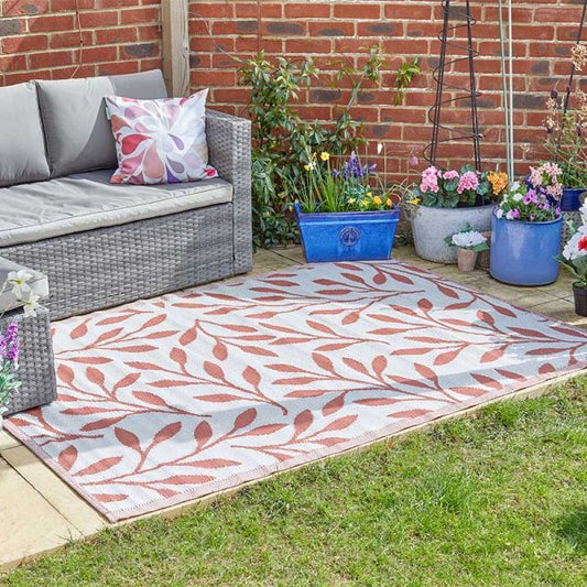 Alfresco Rugs Leaves Red Ochre 150X210Cm