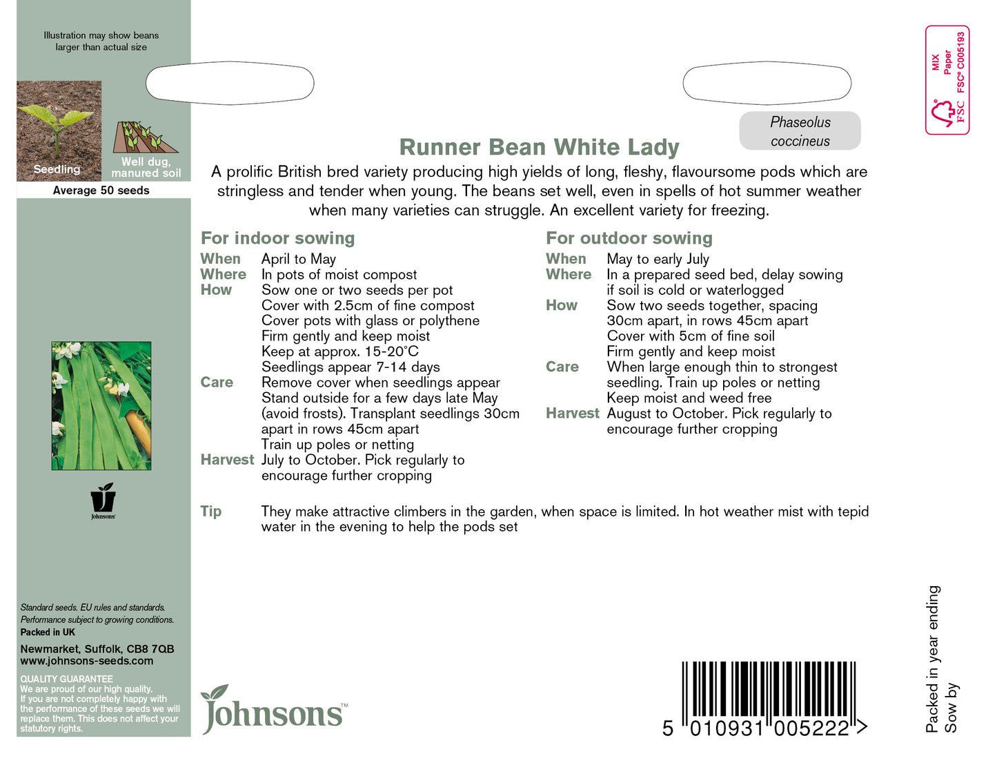 RUNNER BEAN White Lady