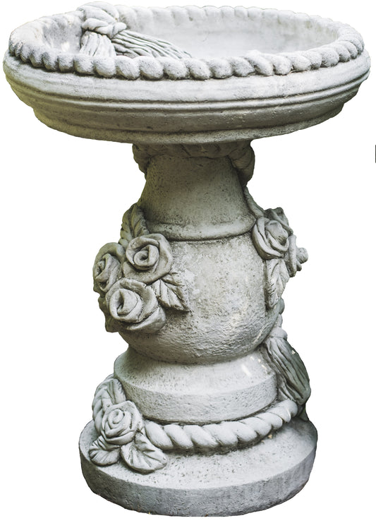 Rose Bird Bath - Stone