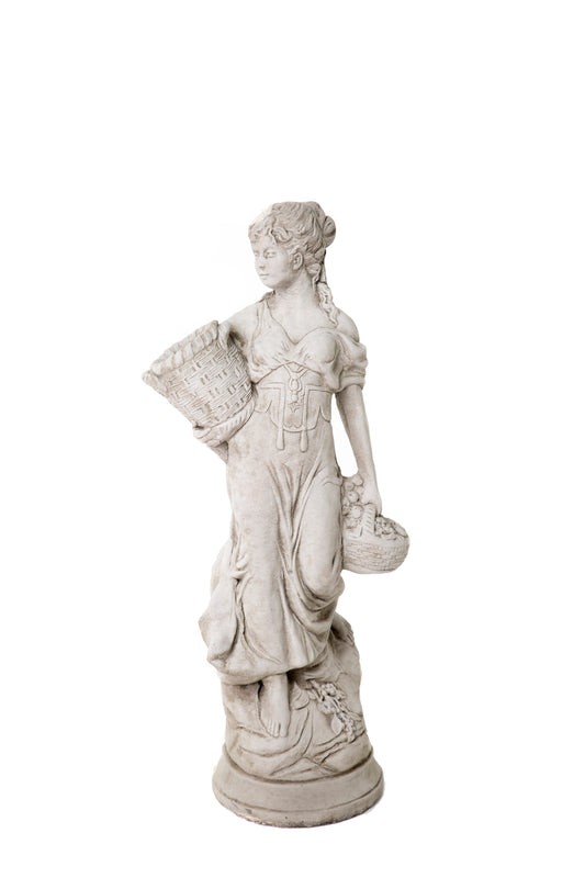 Basket Lady Statue - Stone