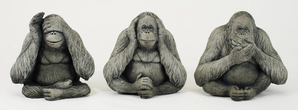 Monkey Set of 3 - Stone