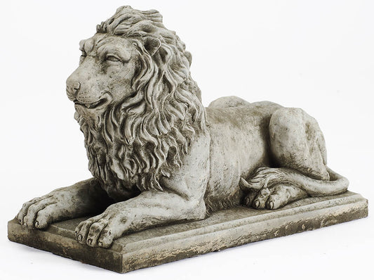 Lion On Plinth - Stone