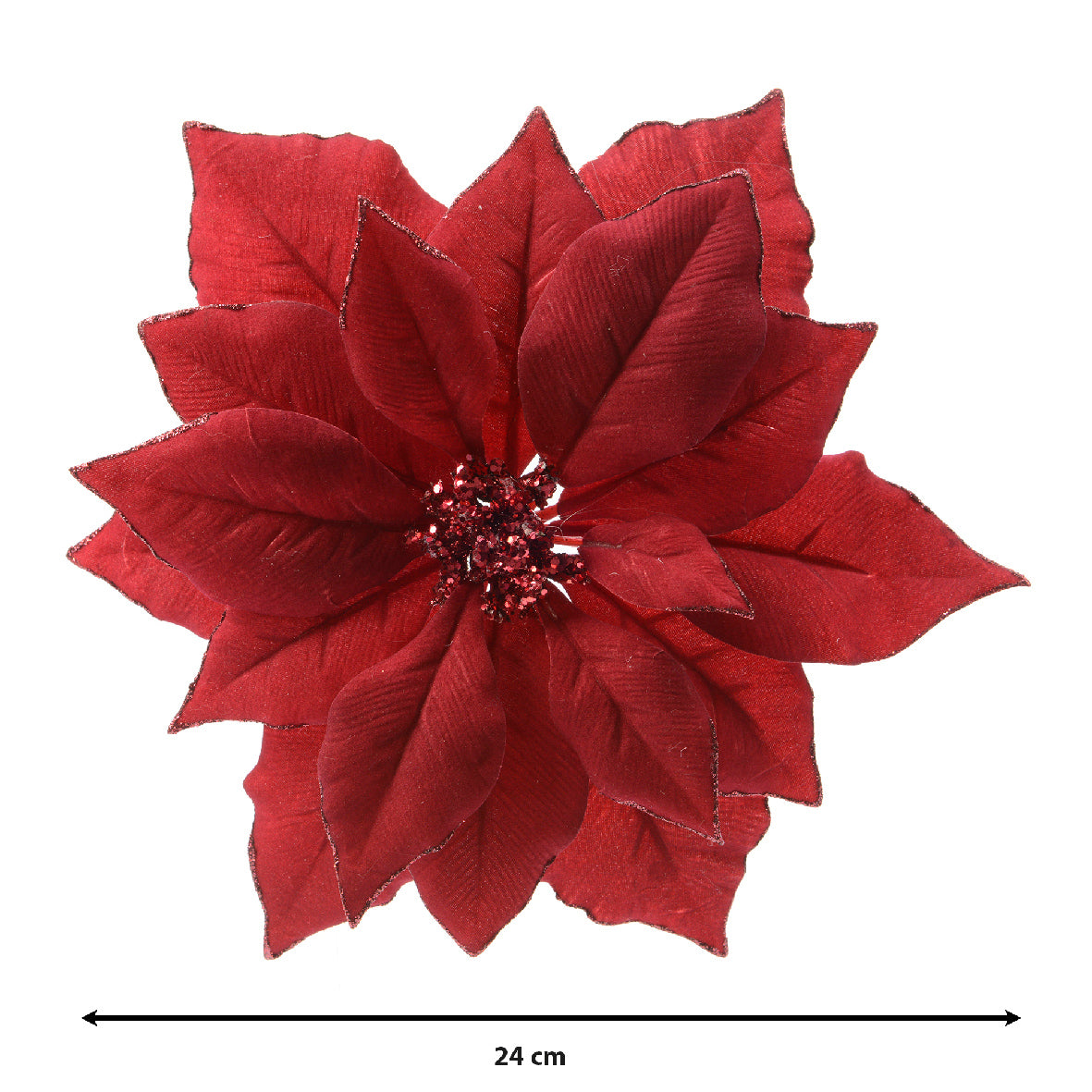 Poinsettia Clip Red 24Cm