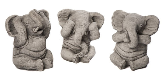 Set of 3 Elephants - Stone