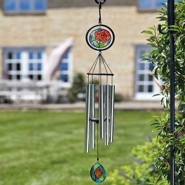 Glass Rose Windchime 89Cm