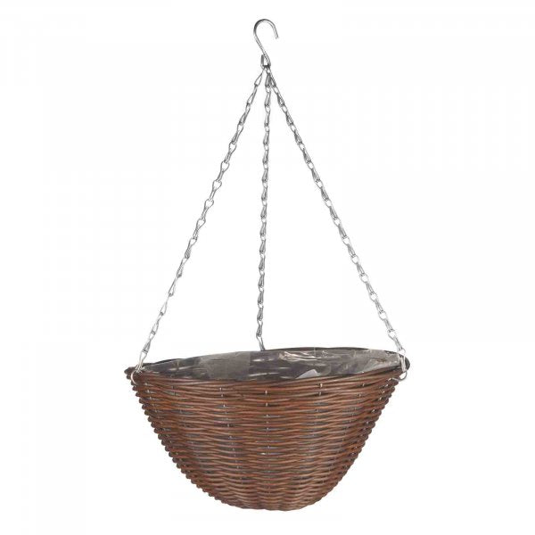 14In Chestnut Faux Rattan Basket