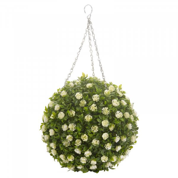 Topiary White Rose Ball 30Cm