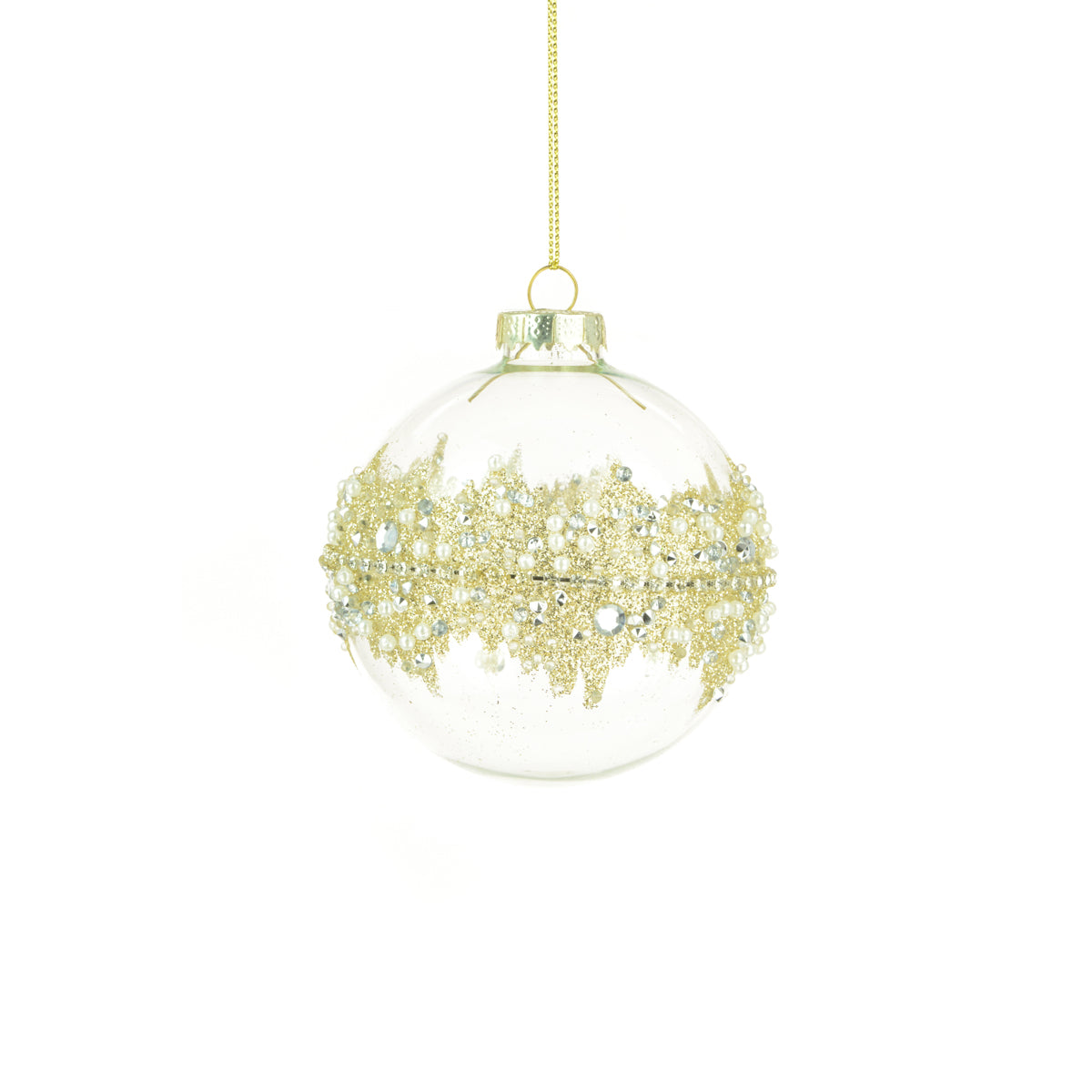 Glass Helen Bauble Gold 8Cm