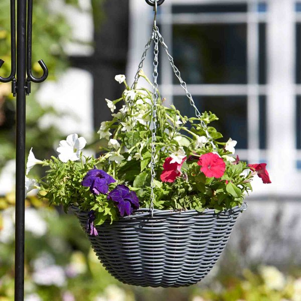 14In Slate Faux Rattan Basket