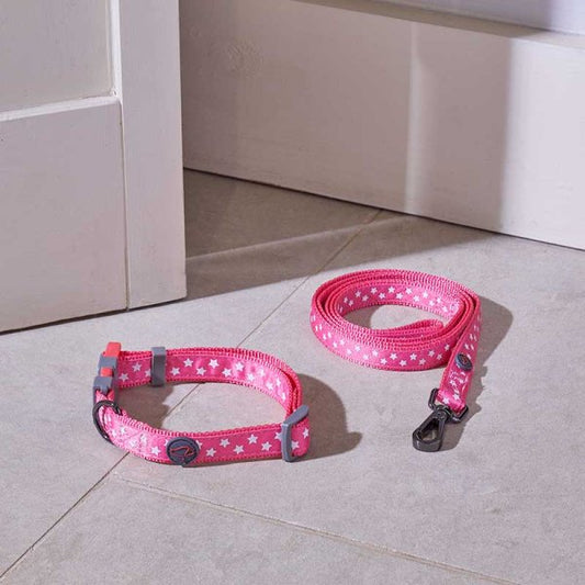 Starry Pink Walkabout Dog Collar S