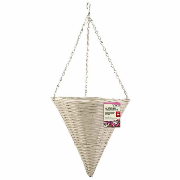 14 Seashell Faux Rattan Cone