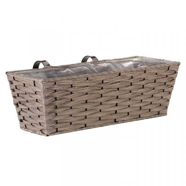 19In Bari Faux Rattan Planter Soft Grey