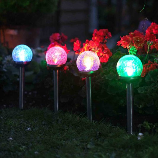 Crackle Globe Stake Light 5Pk
