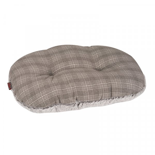 Grey Plaid Oval Cushion S