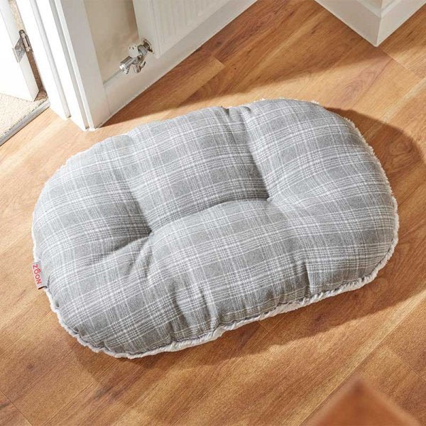 Grey Plaid Oval Cushion Xl