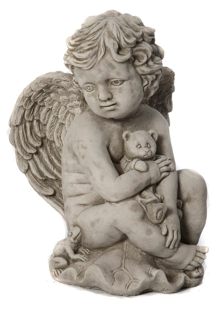 Sitting Teddy Cherub - Stone