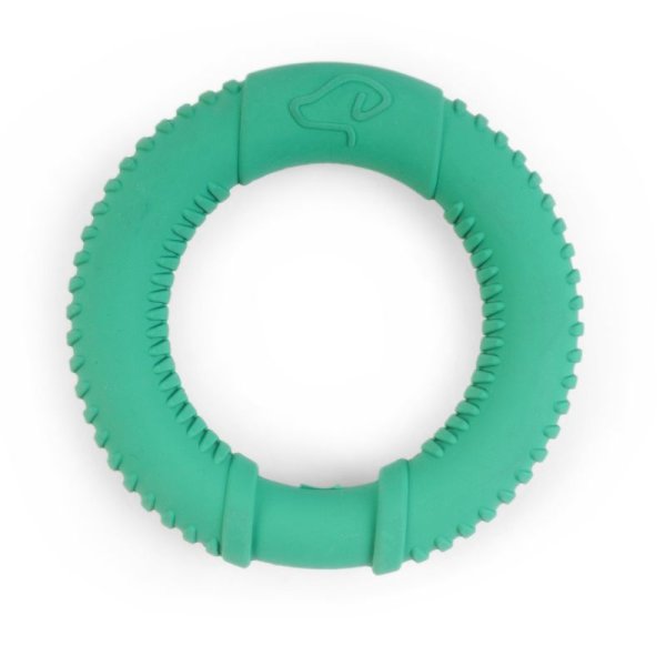 9Cm Rubber Dog Ring Green