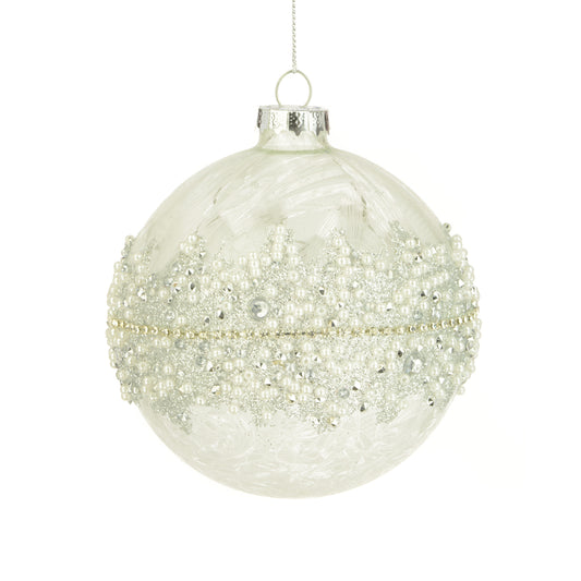 Glass Helen Bauble Silver 10Cm