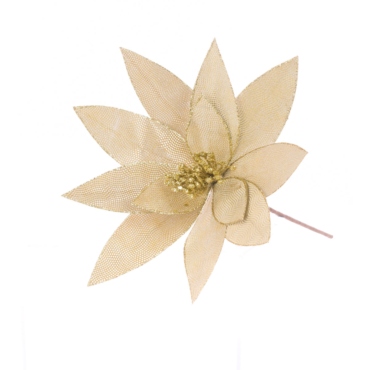 Poinsettia Stem Gold 30Cm