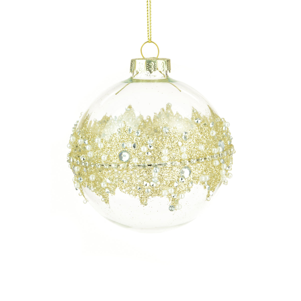 Glass Helen Bauble Gold 10Cm