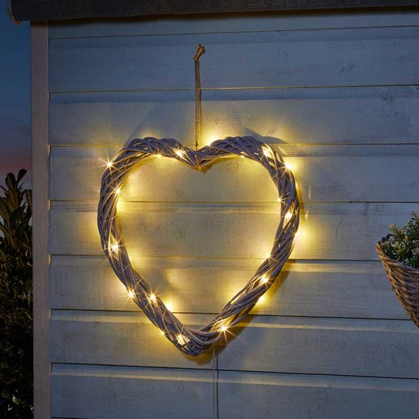 Solar In Lit Firefly Heart 40Cm