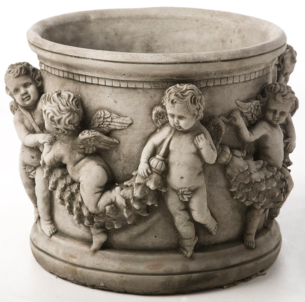 Large Cherub Pot - Stone